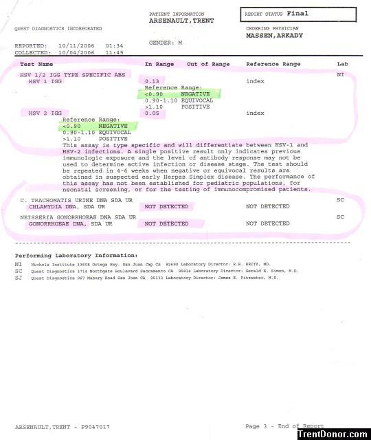 HSV 1/2 (Herpes), Chlamydia, Gonorrhoeae (October 4th, 2006 pg 3of3)