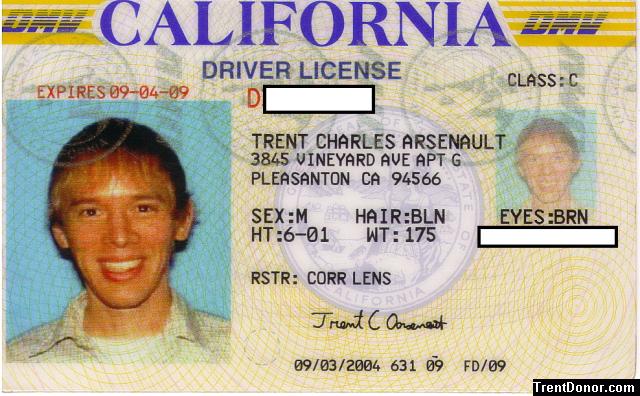 Trent's current driver license