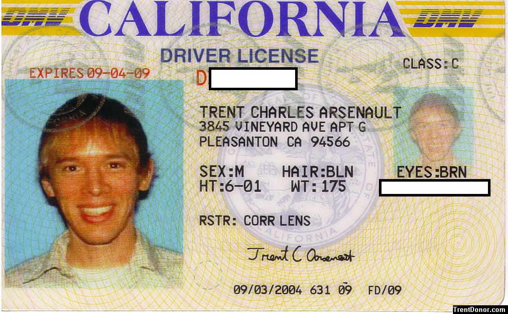 Trent's current driver license