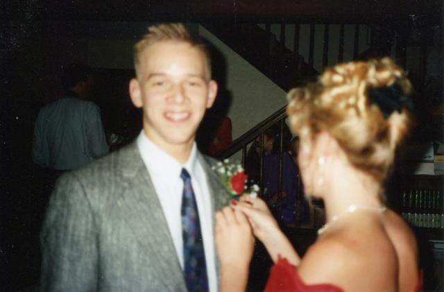 Trent on high school prom night, with date (Age 17)