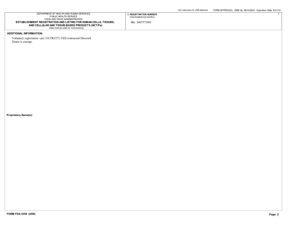 2010 FDA Directed Donor Registration Page 2