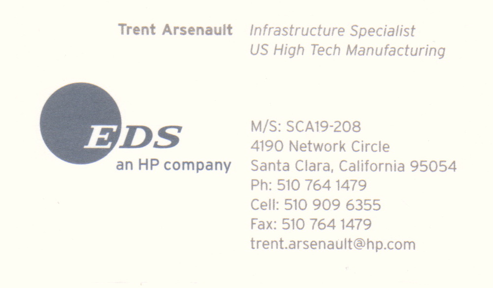 Trent's business card