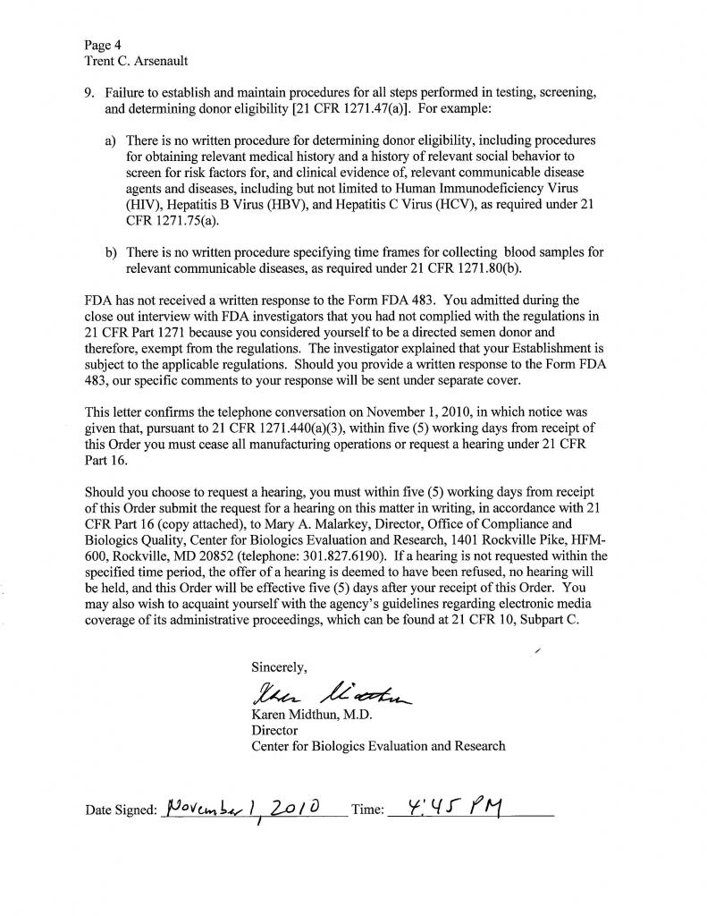 FDA Order to Cease Manufacturing - 01-Nov-2010 - Page 4 of 5