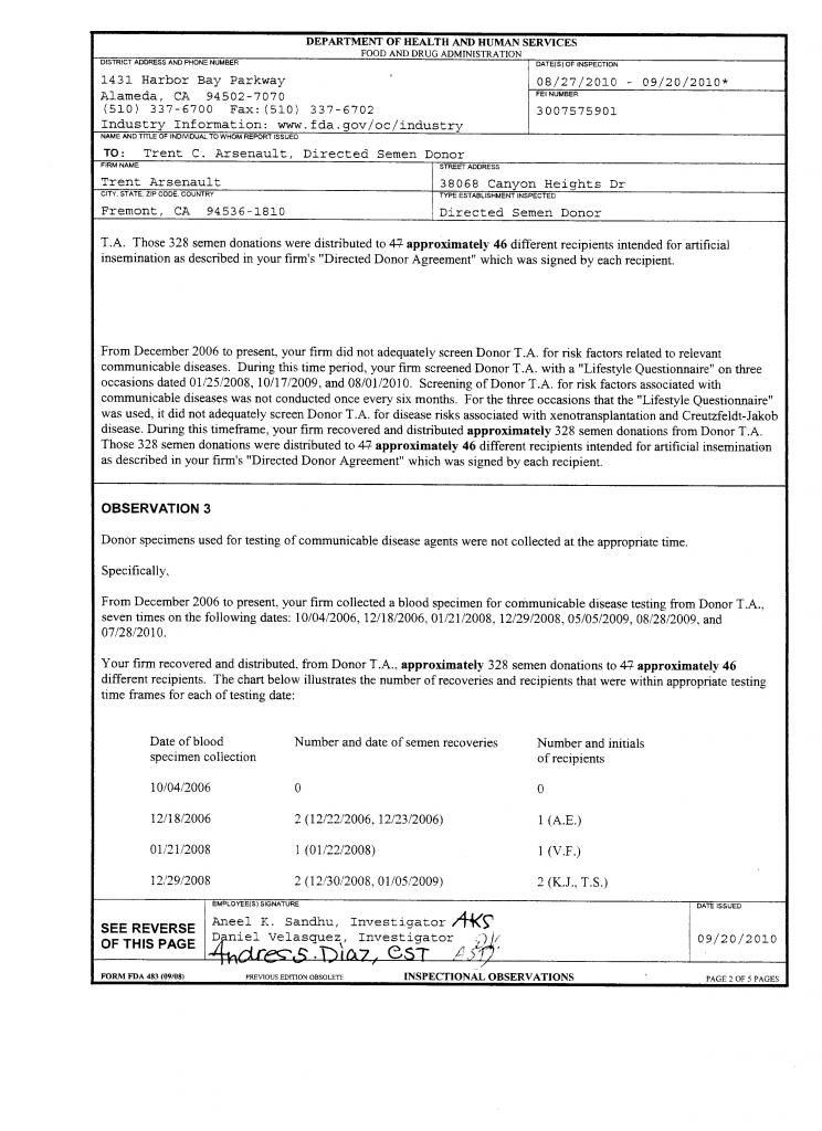 Form FDA 483 - Inspection Observations - 20-Sep-2010 - Page 2 of 5