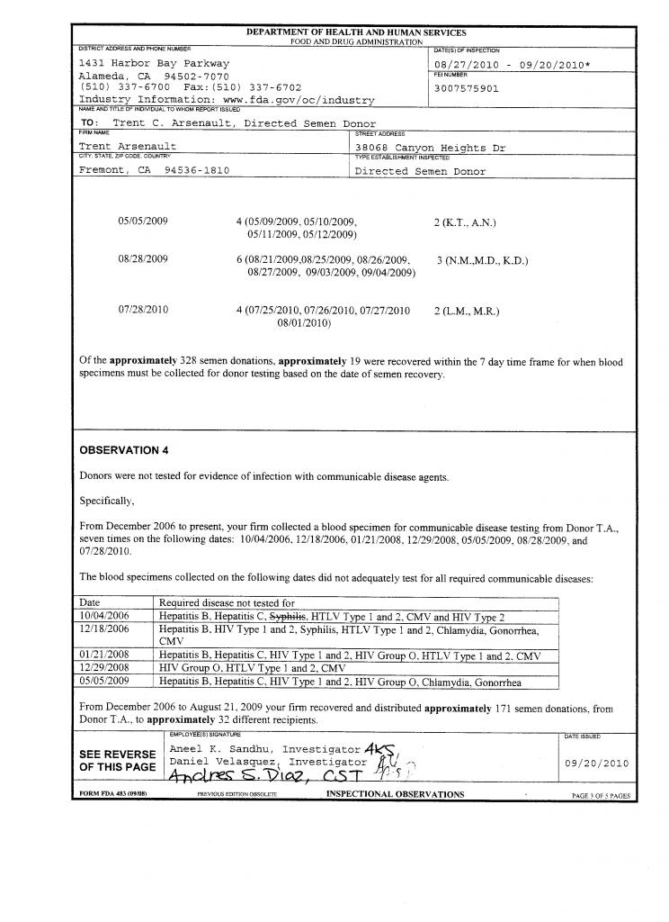 Form FDA 483 - Inspection Observations - 20-Sep-2010 - Page 3 of 5