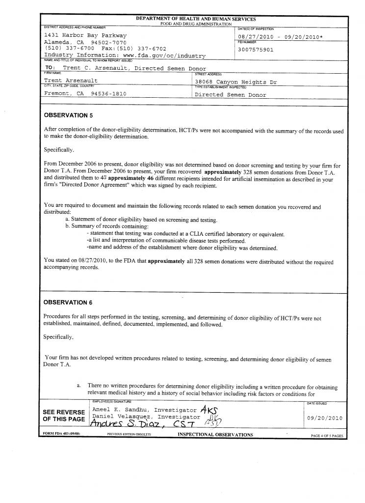 Form FDA 483 - Inspection Observations - 20-Sep-2010 - Page 4 of 5