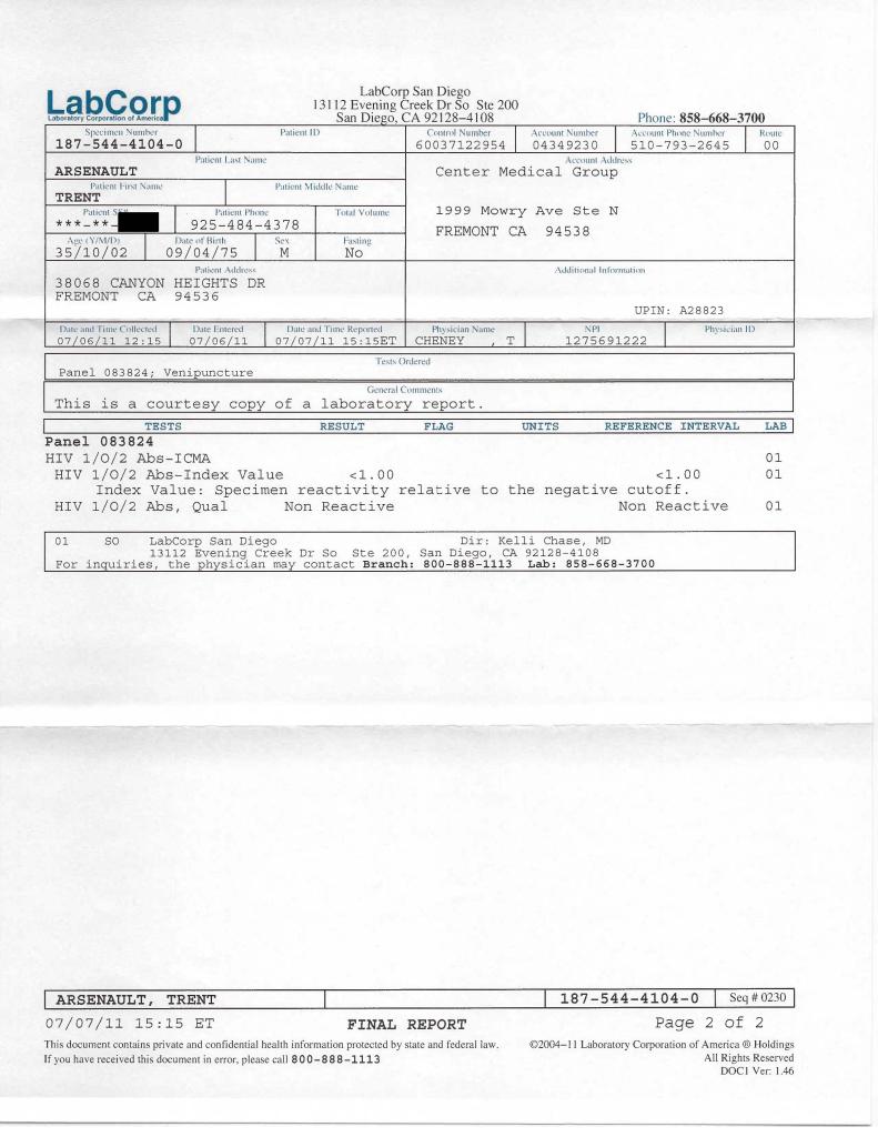 Trent STD Results July 2011 Pg 2 of 2 (HIV)